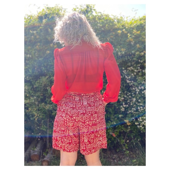 Vintage Red Ruffled Blouse - Picture 3 of 9